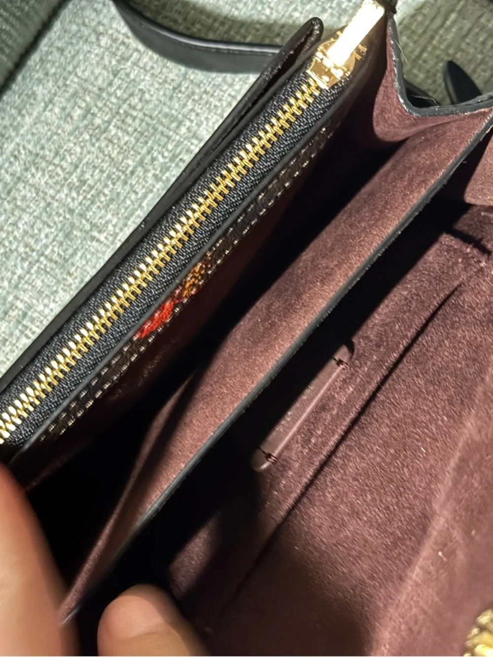 Coach Floral Signature Crossbody Bag in Brown with Red Accents